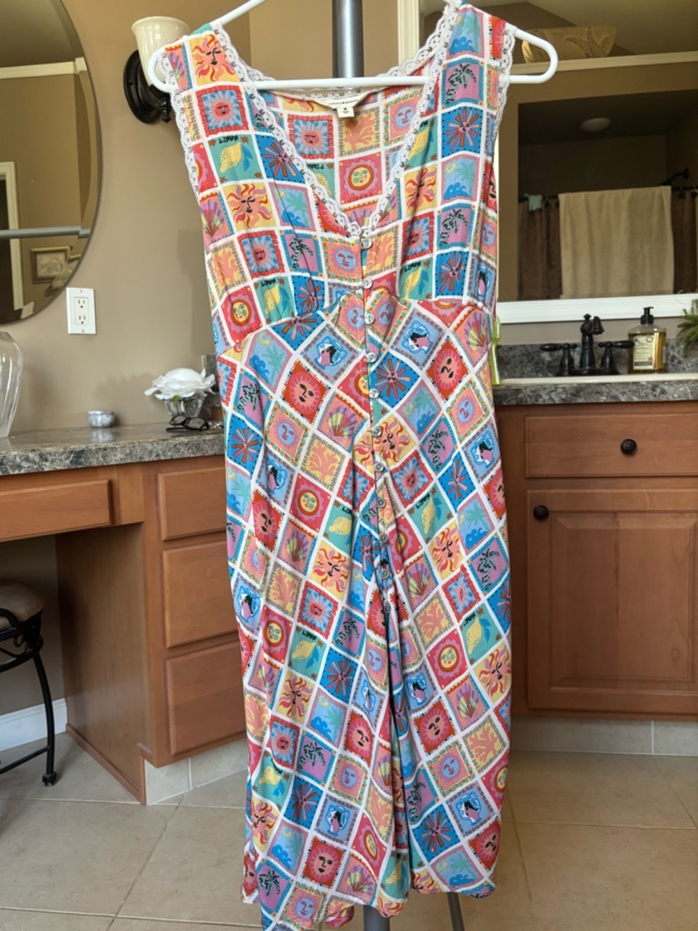 Lucky Brand Multicolor Tile Print Sleeveless Dress